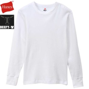 Hanes ヘインズ ビーフィー サーマルクルーネックロングスリーブTシャツ BEEFY-T HM4-Q103 ホワイト リブラセレクトストア libra select store libra-ss LBR 浜松