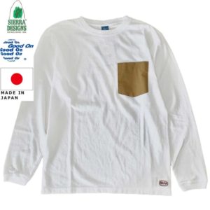 シェラデザインズ SIERRA DESIGNS コラボTシャツ Good On × SIERRA DESIGNS L/S POCKET TEE White/Tan made in Japan 1512 リブラセレクトストア LBRA SELECT STORE 浜松市