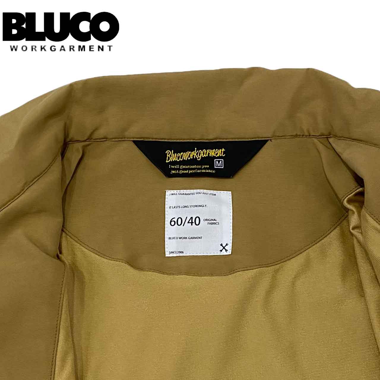 BLUCO ブルコ 60/40クロス 刺繍ロゴ コーチジャケット　カーキ　S