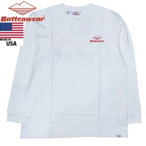 Battenwear バテンウェア 長袖 ロゴTシャツ TEAM L/S POCKET TEE made in USA WHITE ホワイト BS033 リブラセレクトストア libra select store libra-ss LBR 浜松