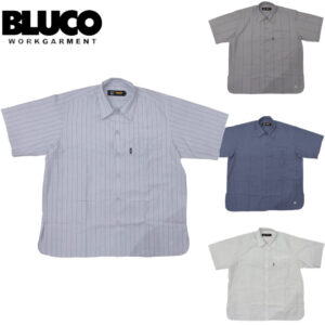 BLUCO ブルコ GARAGE STRIPE WORK SHIRT S/S ガレージ ストライプ ワークシャツ 半袖 153-21-007 リブラセレクトストア libra select store libra-ss LBR 浜松